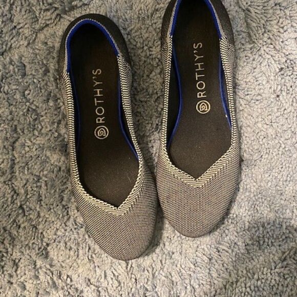 Roth Shoes - Rothy's Gray/Black Birdseye Round Toe Flats, size 10 1/2